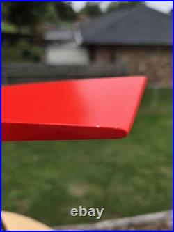 Vintage Nike Red Swoosh Advertising Store Display Stand with Natural Wood Base