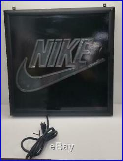 Vintage Nike Swoosh Early 90's Neon Display Wall Sign 19x19 Store Advertising