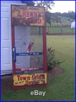 Vintage Old Country Store Screen Door Advertising Signs Kern's Bread Coca Cola