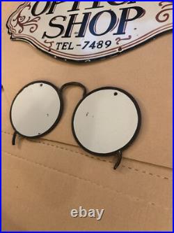 Vintage Optical Shop Glasses Sign Two Piece Rare Porcelain Double Sided