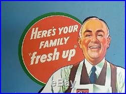 Vintage Original 1948 7-up Advertising Easel Drug Store Display NOS Soda Gas Oil