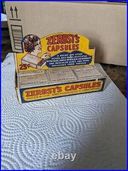 Vintage Original New Old Stock Zerbst's Capsules Cardboard Countertop Display