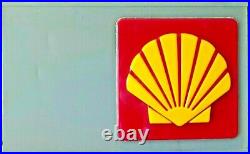 Vintage Original Shell Embossed 24 Plastic Sign Mounted on a Sales Display Unit