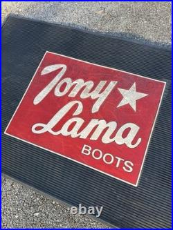Vintage Original Tony Lama Boots Advertisement Floor Mat Rug Sign Store Display