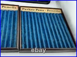 Vintage PARKER Fountain Pen Pencil Display wood tray lot for 24 pens lot of 2
