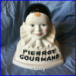 Vintage PIERROT GOURMAND Lollipop Counter Display Stand Holder Ceramic 2 Sided