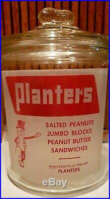 Vintage PLANTERS PEANUT JAR with PEANUT HANDLE -STORE DISPLAY