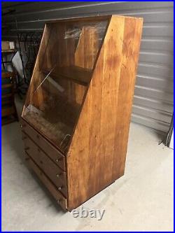 Vintage Pair CASE XX Knife Store Display Cabinets withDrawers 54 Tall Cherry Wood