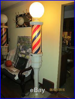 Vintage Pair of Koken Barber poles 95 or 328 Lamp #1 is wired. Loop Chicago #1