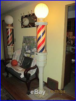 Vintage Pair of Koken Barber poles 95 or 328 Lamp #1 is wired. Loop Chicago #1