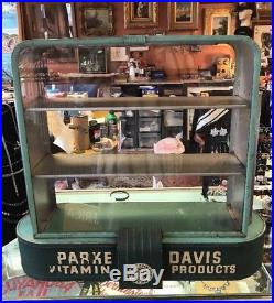 Vintage Parke Davis Vitamin Products Countertop Store Display Case RARE