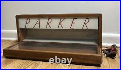 Vintage Parker Pen Wood & Glass No. 318 Display Case By Ressinger, Ferrill & Co