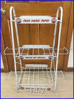 Vintage Pepsi Cola Rack Double Dot Early Old Advertising Soda Store Display Sign