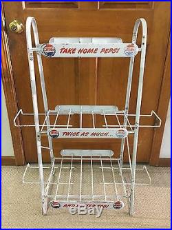 Vintage Pepsi Cola Rack Double Dot Early Old Advertising Soda Store Display Sign