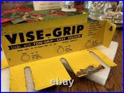 Vintage Peterson Vise Grip Store Display, Yellow Metal Wall Rack, Dewitt, NE, used