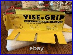 Vintage Peterson Vise Grip Store Display, Yellow Metal Wall Rack, Dewitt, NE, used