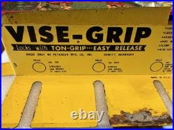 Vintage Peterson Vise Grip Store Display, Yellow Metal Wall Rack, Dewitt, NE, used