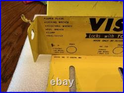 Vintage Peterson Vise Grip Store Display, Yellow Metal Wall Rack, Dewitt, NE, used