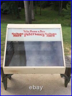 Vintage Peterson's Nut Lighted Glass Counter Top Display Case Cabinet 1930's