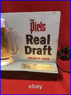 Vintage Piels Real Draft Advertising Bar Display Bubbler Sign Working