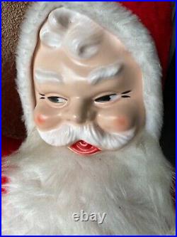 Vintage Plush Santa Claus Rushton Style Face 7up Store Display Large 46 Tall