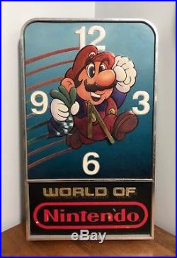 Vintage Promotional Clock Store Display Mario World of Nintendo NES Embosograph