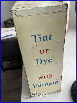 Vintage Putnam Fadeless Dyes Antique Store Countertop Display Advertising Tin