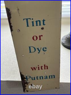 Vintage Putnam Fadeless Dyes Antique Store Countertop Display Advertising Tin