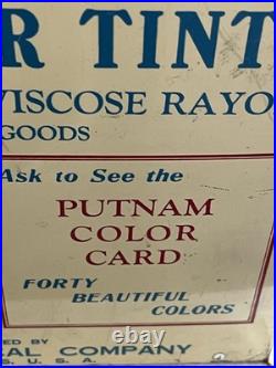 Vintage Putnam Fadeless Dyes Antique Store Countertop Display Advertising Tin