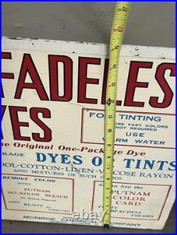 Vintage Putnam Fadeless Dyes Antique Store Countertop Display Advertising Tin
