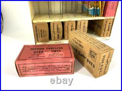 Vintage Putnam Fadeless Dyes Store Display Case Advertising w Original Dye Packs