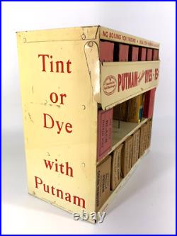 Vintage Putnam Fadeless Dyes Store Display Case Advertising w Original Dye Packs