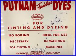 Vintage Putnam Fadeless Dyes Store Display Case Advertising w Original Dye Packs