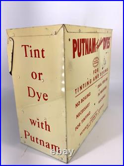 Vintage Putnam Fadeless Dyes Store Display Case Advertising w Original Dye Packs