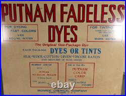 Vintage Putnam Fadeless Dyes and Tints Advertising Store Display Cabinet