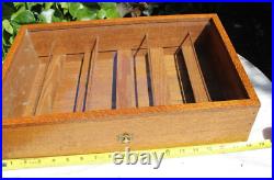 Vintage Quarter-Sawn Oak Wood Glass Tabletop Store Jewelry Display Case