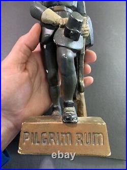 Vintage RARE Pilgrim Rum Counter Bar Chalkware Display Americana Liquor Sign