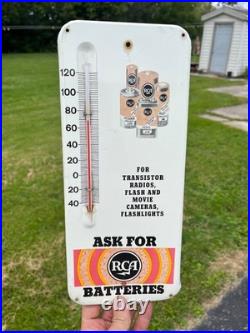 Vintage RCA Batteries Radio TV Store Display Advertising Thermometer Sign