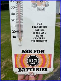 Vintage RCA Batteries Radio TV Store Display Advertising Thermometer Sign