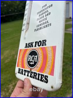 Vintage RCA Batteries Radio TV Store Display Advertising Thermometer Sign