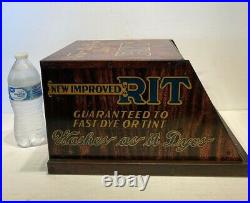 Vintage RIT Dye Advertising Counter Top Display Tin Cabinet