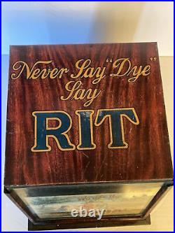 Vintage RIT Dye Advertising Counter Top Display Tin Cabinet