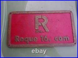 Vintage ROQUE 16. COM Brass Enamel Store Display SignAuthenticRare