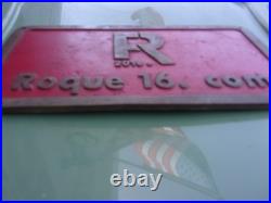 Vintage ROQUE 16. COM Brass Enamel Store Display SignAuthenticRare