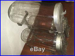 Vintage Rare Three Stacked Panay Country Store Glass Candy Jars with Original Rack
