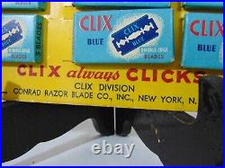 Vintage Razors Blade Shaving Store Display Advertising Clix Blue Double Edge
