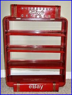 Vintage Red Metal Original Kellogg's Cereals Store Display Retro Case