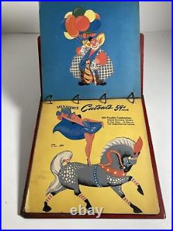 Vintage Red Metal Store Counter Top Display Menagerie Paper Cut Outs Samples