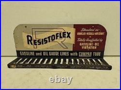 Vintage Resistoflex Gasoline Oil Lines Advertising Store Display Rack Sign