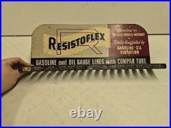 Vintage Resistoflex Gasoline Oil Lines Advertising Store Display Rack Sign